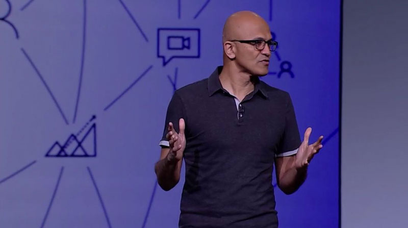 Satya Nadella, CEO de Microsoft, durante su intervención inaugural en Build 2018